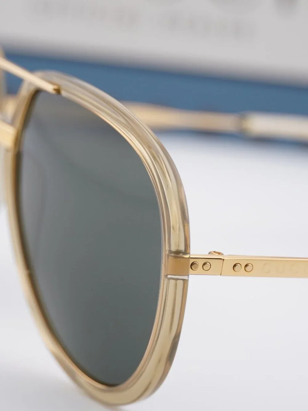 Gucci GG0904S 002 Aviator Sunglasses - Gold / Grey